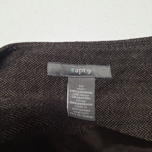 Apt 9 Skirt Womens Size 10 Brown Buttons Zip Side 16W‎ x 23L A Line Academia - Picture 6 of 7